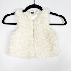 BabyGap Ivory Fronst Faux Fur Vest Toddler Girls 3 Years 3T Sleeveless Fuzzy